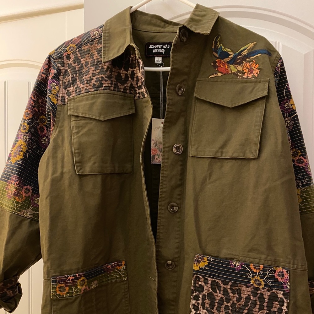 Johnny Was Patchwork Military jacket NWT